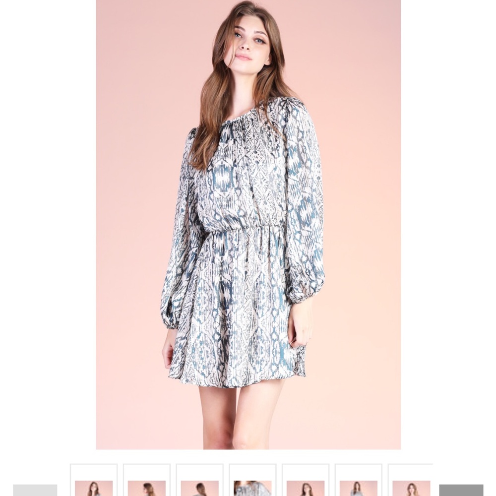 Tyche ,Elegant Blue and White Women's Dress